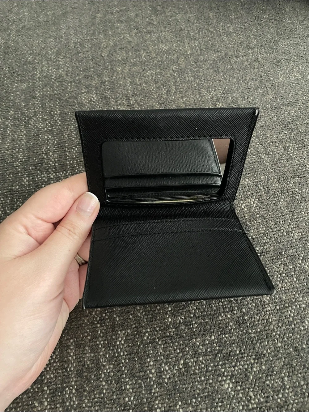 Victoria's Secret Black Saffiano Card Holder with Gold Logo